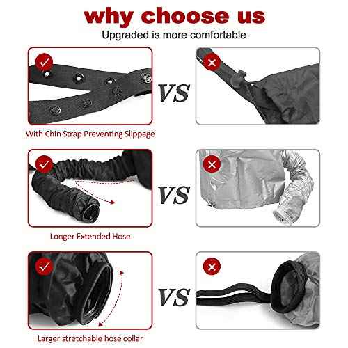 Bonnet Hood Hairdryer Attachment - Upgraded Hair Dryer Bonnet with Chin Strap and Longer Extended Hose More Easy to Enjoy Styling, Curling and Hair Deep Conditioning, Free Carrying Case Hooded Dryer.