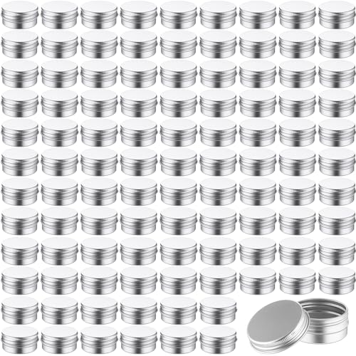 300 Pcs 1 oz Salve Tins with Lids Bulk Lip Balm Containers Round Metal Containers with Screw Top Lids Aluminum Silver Tin Cans for DIY Salve Candle