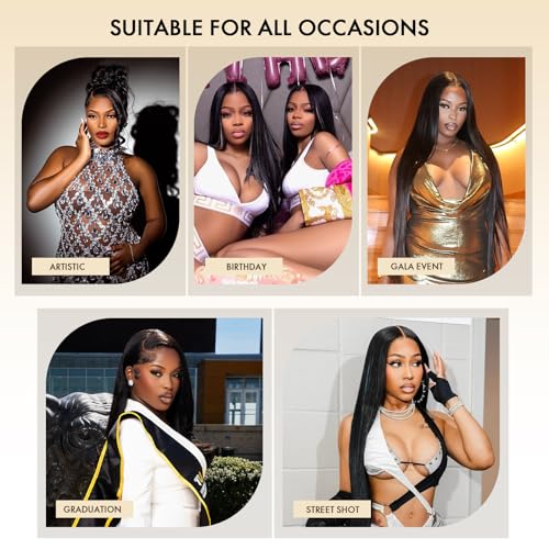 16A Straight Human Hair Bundles 100% Unprocessed Brazilian Virgin Hair, Natural Black Double Weft Extensions, Soft Remy Straight Weave 3 Bundles Deals (14 16 18 Inch)