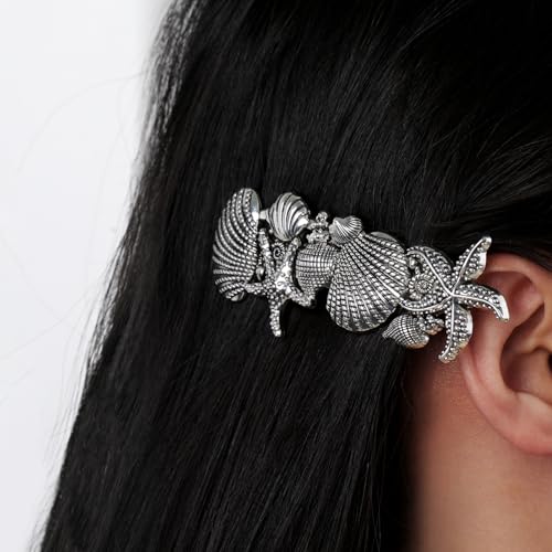 KKJOY Vintage Seashell Hair Clips Starfish Barrettes Hand Crafted Spring Clip Metal Hair Pin Headpieces Wedding Bridal Hair Accessories for Women Girls