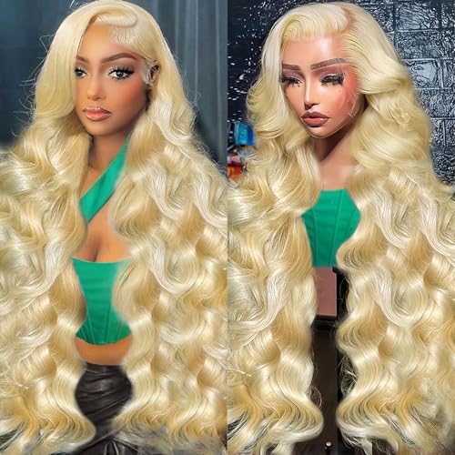 13x6 613 Lace Front Wig Blonde Body Wave Lace Front Wigs 200 Density 22 Inch Pre Plucked