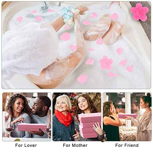 36 PCS Floral Scented Bath Soap Rose Flower Petals, 2 Pack Plant Essential Oil Rose Soap Set, Best Gifts for Her Women Girls Mom Lover Birthday Valentine Christmas (Pink)