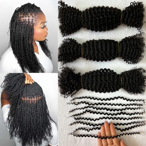 Springy Afro Twist Human Pre Separated Bulk Hair Extensions Mini Kinky Curly Twist With Extensions Crochet Braids Bundles Marley Twists Braiding Hair for Women 18 Inch 100g