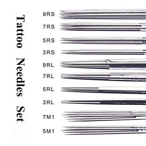 Tattoo Needles Set - Autdor 200PCS Mixed Tattoo Needles 3RL,5RL,7RL,9RL,3RS,5RS,7RS,9RS,5M1,7M1 Disposable Sterile Tattoo Gun Needles Assorted Liners,Shaders and Magnum (Mixed-RL/RS/M1-200pcs)