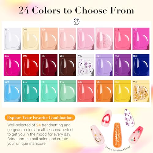AZUREBEAUTY Dip Powder Nail Kit with Electric Nail Drill 24 Colors Summer Bright Neon Yellow Orange Starter Kit with Dip Liquids Base Top Coat Activator Portable Manicure French Nail Art Essential Set