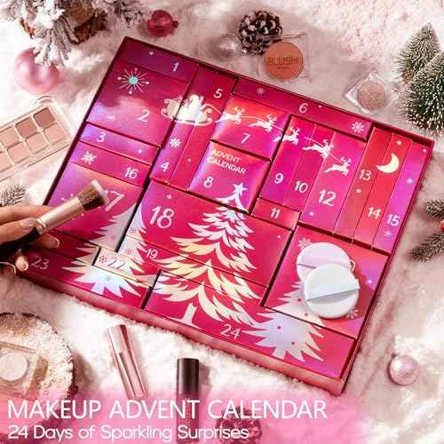 Makeup Beauty Advent Calendar 2025, 24 Days Christmas Countdown Calendar for Adults Women & Teen Girls - Cosmetic Advent Full Face Make Up Calendar Kit Xmas Gift Set for Wife Mom Friend Girlfriends