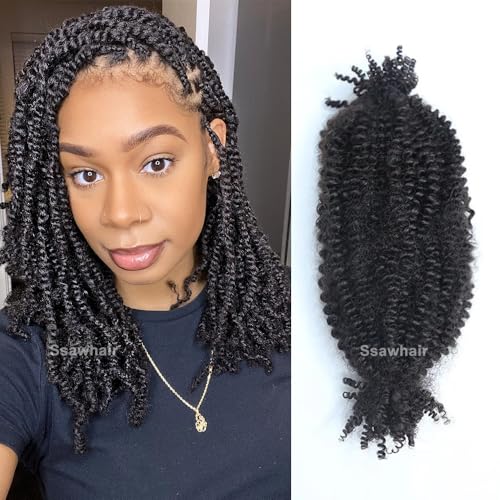 Afro Kinky Curly Human Hair Bulk Springy Twist Hair Extensions For Twist Braiding Locs Hair Pre-Separated Springy Afro Twist Human Hair Extensions 20 Inch 100g