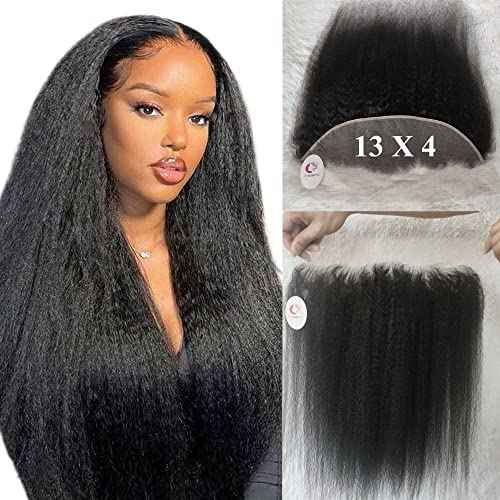 Unprocessed Brazilian Kinky Straight Hair Full Lace Frontals Human Hair 14 Inch 1B Ear To Ear Pre Plucked 13X4 Lace Frontal Closure Piece