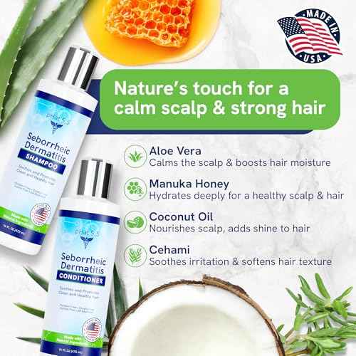 Sulfate-Free and Fragrance Free Shampoo and Conditioner Set, Safe for Seborrheic Dermatitis, To Soothe Dry and Itchy Scalp - Anti-Dandruff Shampoo and Conditioner for Dry Scalp (16oz)