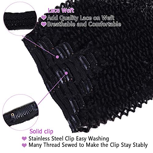 Curly Clip in Hair Extensions For Black Women Brazilian Virgin Human Hair Clip in Extensions for Women 8Pcs Remy Hair with 18Clips 120g 22inch Natural Blackinches