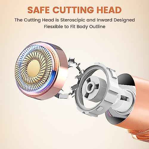 Facial Hair Removal for Women, Portable Painless Hair Remover Device, Rechargeable, with 2 Replacement Heads, for Face, Upper Lip and Chin
