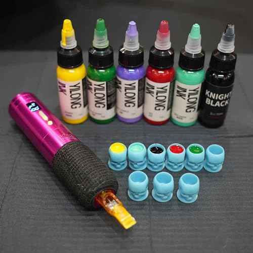 Moricher 200 Pcs 4 Colors Disposable Plastic Tattoo Ink Cups with Base - Tattoo Ink Pigment Caps for Tattooing and Makeup