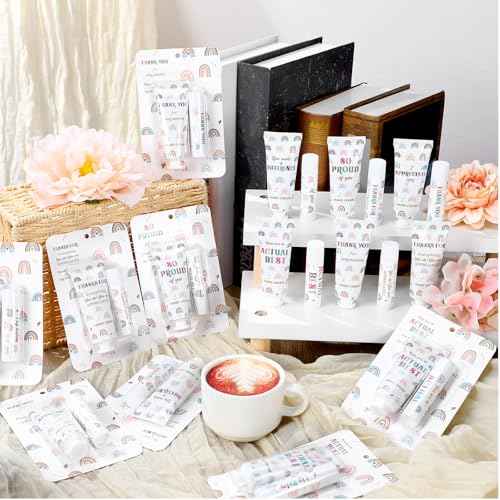 Loopeer 36 Set/ 72 Pcs Bulk Christmas Employee Appreciation Gift Lip Balm Hand Cream Thanksgiving Christmas Team Gifts Boho Rainbow Thank You Party Favors for Women Coworker Teacher Staff Volunteer