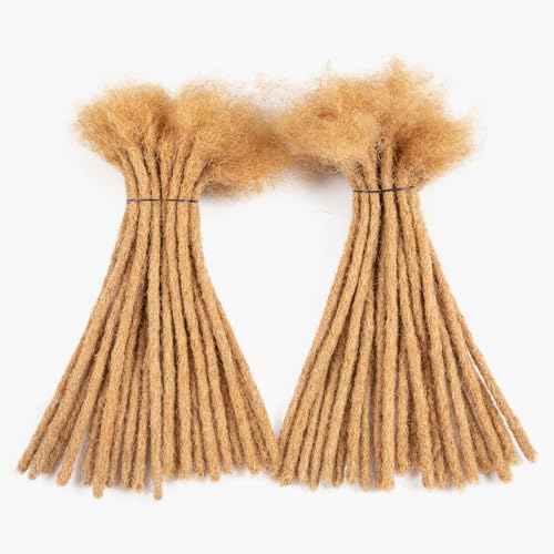Teresa 8 Inch 20 Strands 100% Human Hair Dreadlock Extensions for Man/Women,Full Head Handmade Permanent Human Loc Extension (Medium Size Width 0.8cm,#27,Honey Blonde)