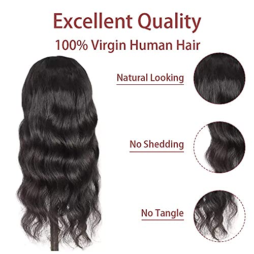 feibin Headband Wig Human Hair Wigs for Black Women Human Hair Headband Wig Body Wave 22 Inch Wear and Go Wigs Glueless Human Hair Wig Machine Made None Lace Front Wig Natural Color 150% Density