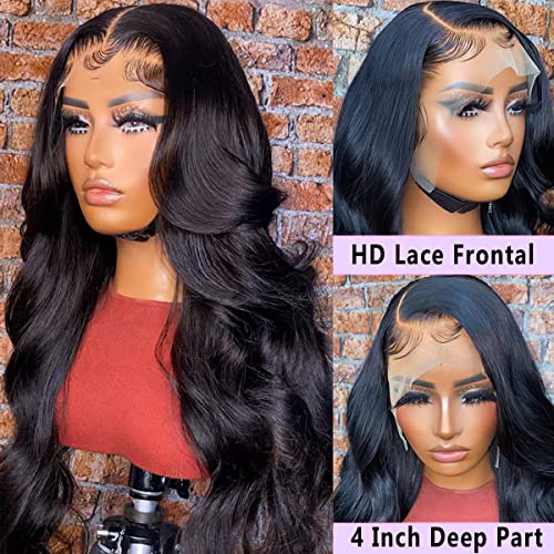 20 Inch Lace Front Wig Human Hair Body Wave Wigs for Black Women HD 13x4 Lace Frontal Glueless Wigs Human Hair Pre Plucked With Baby Hair Natural Color