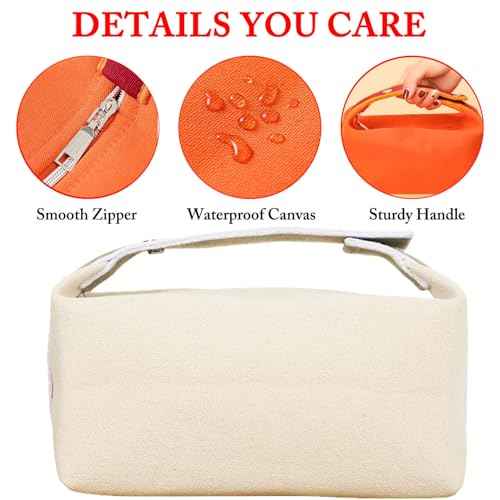 Travel Makeup Bag, Waterproof Canvas Cosmetic Bag Make Up Organizer Case for Women, Large Toiletry Bag Skincare Pouch for Toiletries Accessories Brushes