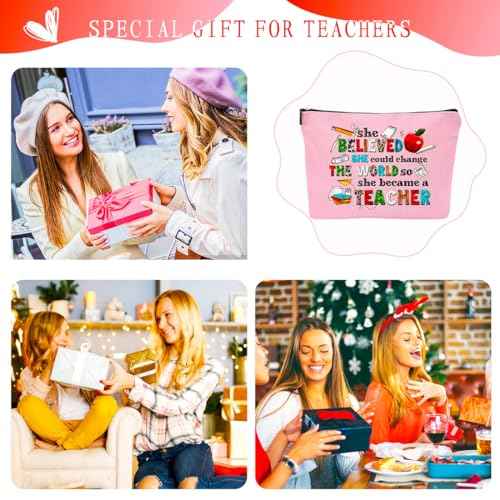 Yonto Teacher Appreciation Gifts Cosmetic Bag: Perfect Makeup Bags For Women & Girls Teachers - Ideal Gift for Travel, Birthdays, Christmas, Teacher's Day, Thanksgiving Day, Teacher Must Have, Stye 1