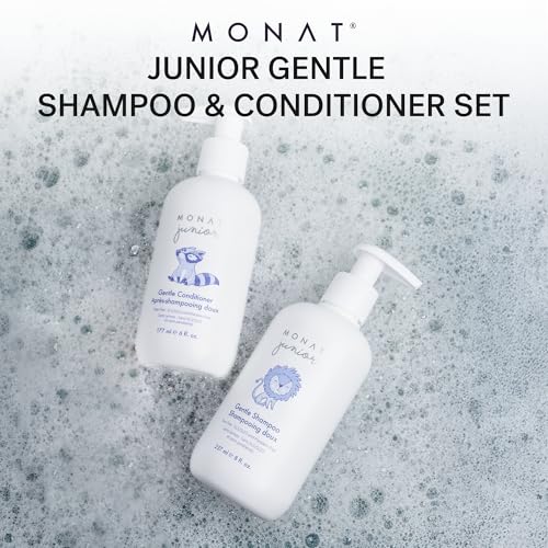 MONAT Junior¢â Gentle Shampoo and Conditioner Set ? Safe, Tear-Free, Anti-Frizz, All-Natural, Sulfate- & Paraben-Free Hair Care for Kids ? 414 ml. (14 fl. oz.)