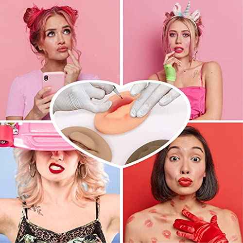 Tattoo Fake Lips 6Pcs Tattoo Practice Lips 5D Silicone Lips for Makeup Practice Realistic Tattoo Practice Skins Training Microblading Practice Skin Tattoo Fake Skin for Permanent Makeup