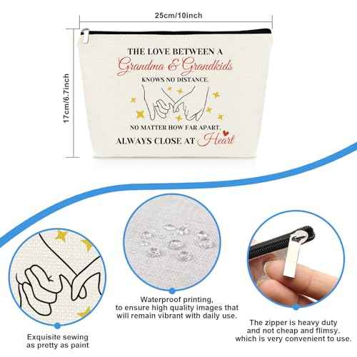 Grandma Gifts from Grandkids Makeup Bag Grandma Birthday Gifts from Granddaughter Grandson Mothers Day Thanksgiving Retirement Gift for Grandmother Nana Long Distance Gifts Cosmetic Bag Travel Pouch