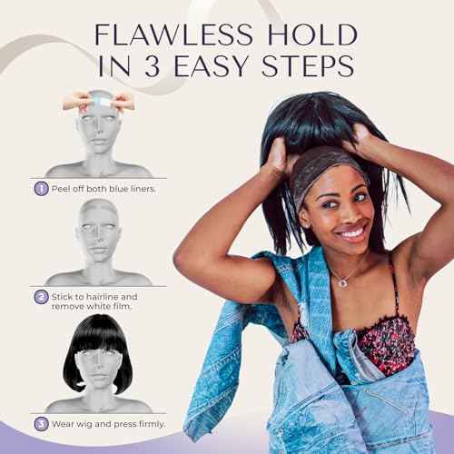 48pcs Wig Tape Double Sided Ultra Hold - Lace Front Tape for Wigs, Toupee Tapes Double Sided, Hair Tapes for Wigs, Strong Adhesive Hold & Waterproof, Wig Glue Strips