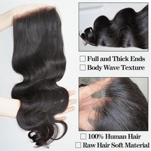 Body Wave 0.095mm Real HD 5x5 Lace Closure Invisible and Breathable Real HD Lace Closure 100% Human Hair with Tiny Single Knots Full Density Hair Natural Hairline (20inches)