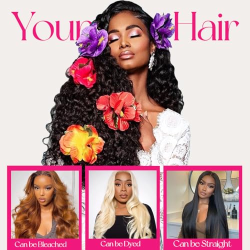 Human Hair Bundles Deep Wave 3 Bundles (14 16 18inches) 12A Grade Brazilian Virgin 100% Unprocessed Human Hair Deep Wavy Bundles Natural Black Raw Hair