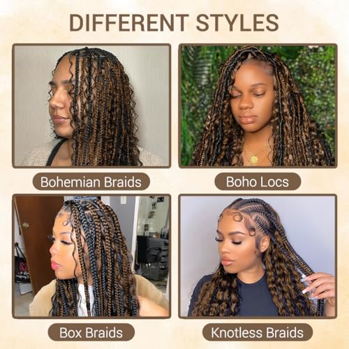 Human Braiding Hair for Boho Knotless Braids Deep Wave Bulk Human Hair 10A Brazilian Virgin Human Bohemian Hair for Braiding Wet and Wavy 3 Bundle 16 Inches 120g Balayage Black to Brown 1BP30