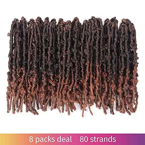 TOYOTRESS Butterfly Locs Crochet Hair - 10 inch 8 Pcs Pre-twisted Distressed Crochet Braids Pre-looped Synthetic Braiding Hair Extensions (10 Inch,T30)