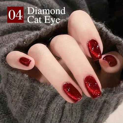 Double Rhythm 6 Colors Cat Eye Gel Polish Set Shimmer Glitter with Magnet Holographic Reflective Magnetic UV Nail Art Kit (6-Kit 26)