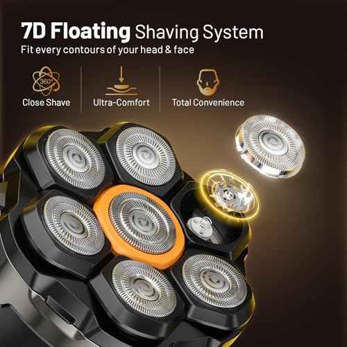 Head Shaver for Bald Men: 7D Electric Bald Razor - Waterproof Wet Dry Shaving - Professional Grooming Kit for Balder - Rechargeable Head Shavers for Scalp/Face/Beard