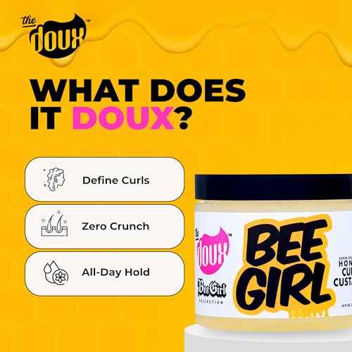 The Doux Curl Cream for Curly Hair with Honey, Aloe & Keratin ? Curl Defining Custard for Frizz Control, Moisture & Shine Bee Girl Honey Custard for Natural Hair