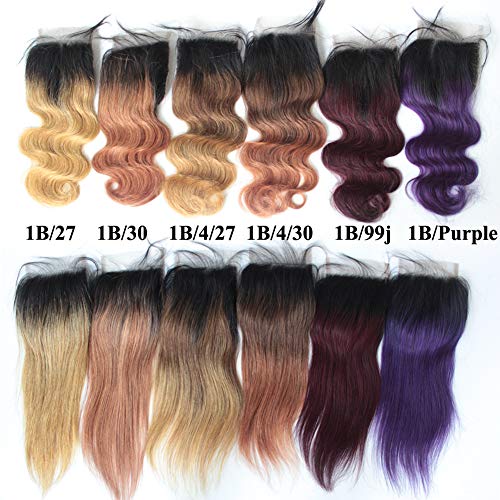 10A Brazilian Hair 13X4 Ear To Ear Full Lace Frontals Closure Hair Pieces Natural Hairline 20 Inch 1B/27 Blonde Ombre Soft Remy Human Hair Body Wave Lace Frontals Pre Plucked
