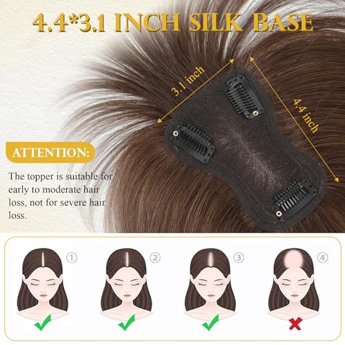 10inch Hair Toppers for Women Clip in Bangs with Thinning Hair Pieces for Women Medium Brown Hairr Topper for Woman 4.4 * 3.1¡¯ Wiglets Hairpieces for Thinning Hairs#4