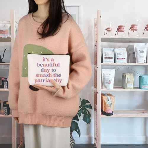 TGBJE Feminist Gift Feminism Girl Power Makeup Bag Equality Gift It's A Beautiful Day To Smash The Patriarchy Zipper Pouch (Smash Patriarchy bag)