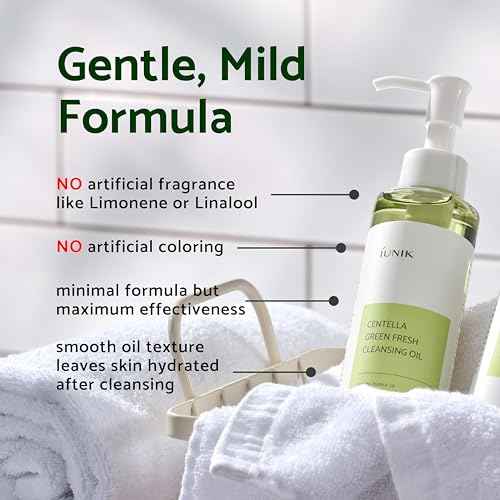 IUNIK Centella Asiatica Cleansing Oil - Pore & Sebum Control Oil Cleanser | Makeup & Sunscreen Remover for Women & Men Dry Oily Sensitive Acne-prone Skin Gentle Face & Body Wash Korean Skincare