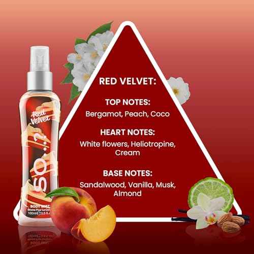 So...? Red Velvet Body Mist for Women - 3.5 oz Body Mist - Pack of 2