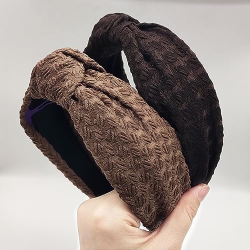 Knotted Headbands for Women, Non Slip Wide Head Band Fashion Head Bands Brown Headband Hair Accessories for Women Girl