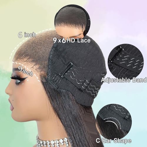 30 Inch Body Wave Lace Front Wigs Human Hair 9x6 Glueless Wigs Human Hair Pre Plucked Pre Cut 220% Density Glueless Wigs for Black Women