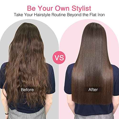 Enhanced Ceramic Hair Straightener Brush by MiroPure, 2-in-1 Ionic Straightening Brush with Anti-Scald Feature, Auto Temperature Lock & Auto-Off Function (Black)