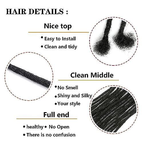 Loc Extension Human Hair 16inch 30Strands 0.4cm Width Natual Black Can Be Dyed Bleached Curled 100% Full Handmade Permanent Dreadlock Extensions for Women/Men