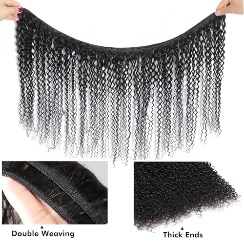 Kinky Curly Human Hair Bundles 26 28 30 Inch Curly Wave Bundles Human Hair Unprocessed Native Virgin Hair 100/PC 3 Extensions Natural Black Color 1B Wet and Wavy Human Hair Extensions for Women