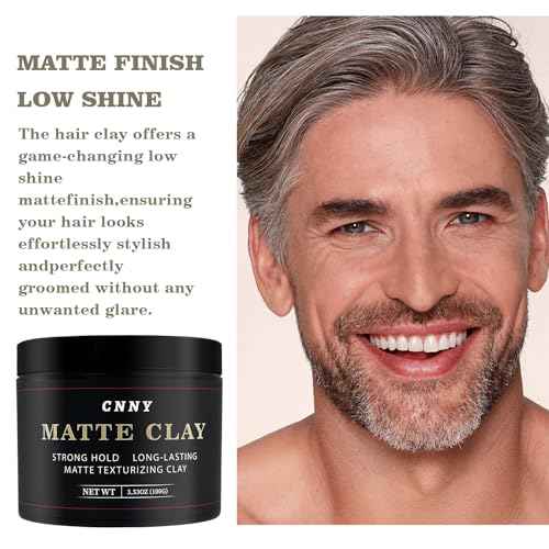 CNNY Men's Hair Styling Clay 3.53 oz, Firm Hold, Matte Finish, Hair Clay with Natural Ingredients, Add Volume & Texture, Premium Men¡¯s Hair Type