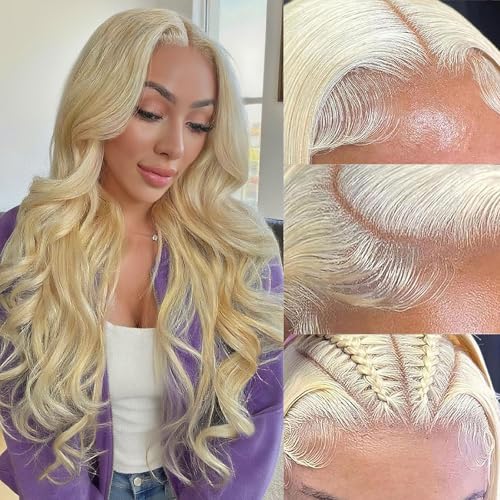 613 13x6 Lace Front Wigs Body Wave Human Hair Blonde 613 Body Wave 13X6 HD Lace Front Wigs Pre Plucked Lace Frontal Wig Loose Wave Glueless Wig Human Hair Business Daily Wear Wig for Women 20 Inch