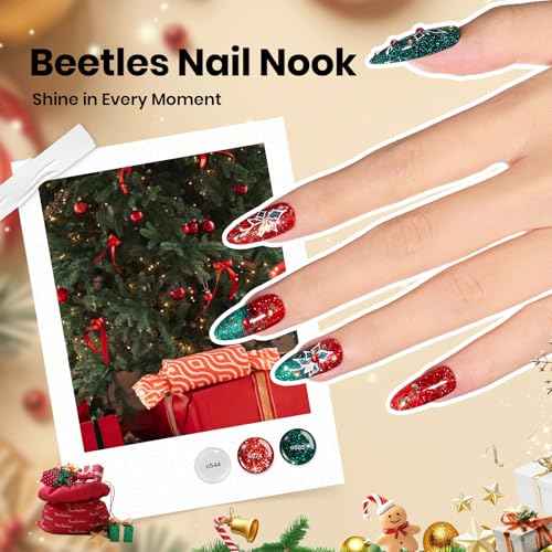 Beetles Gel Nail Polish Gift Set? Christmas Kaleidoscope 100 Vibrant Colors with Base & Top Coats Glitter Matte Glossy Finishes Cat Eye Pearl Nail Polish Nail Art Gift for Women Salon Home DIY Use