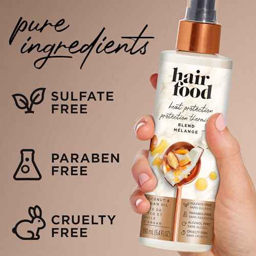 Hair Food Coconut & Argan Oil Heat Protectant Leave-In Spray for All Hair Types, 450¡ÆF Heat Protection, Sulfate-Free, Paraben-Free, Dye-Free, Alcohol-Free, Adds Shine, 6.4 Fl Oz