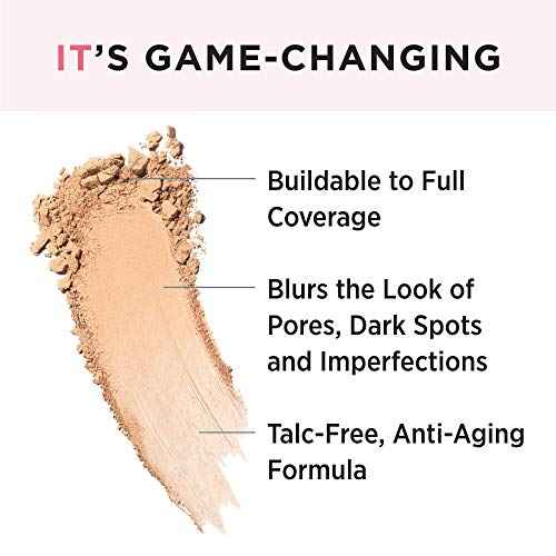 IT Cosmetics CC+ Airbrush Perfecting Powder Foundation - Sheer to Full Coverage Pressed Powder, Blurring Pores & Dark Spots, Anti-Aging Face Makeup, Hydrolyzed Collagen & Niacinamide - 0.33 oz