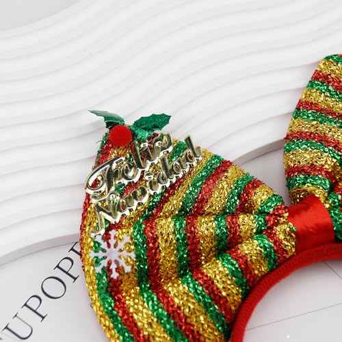Christmas Headbands Bow Hair Bands for Women Girls Kids, Yellow Green Red Stripe Winter Hair Accessories, Xmas Party Supplies Cosplay Hair Decoration Headdress Hair Hoop 1 Pcs