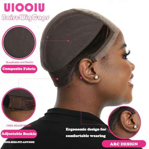 Lace Wig Grip Cap for Women 4x5 Transparent Lace Wig Caps Non Slip Wig Gripper for Keeping Wigs In Place Adjustable Wig Cap(Brown,Medium)